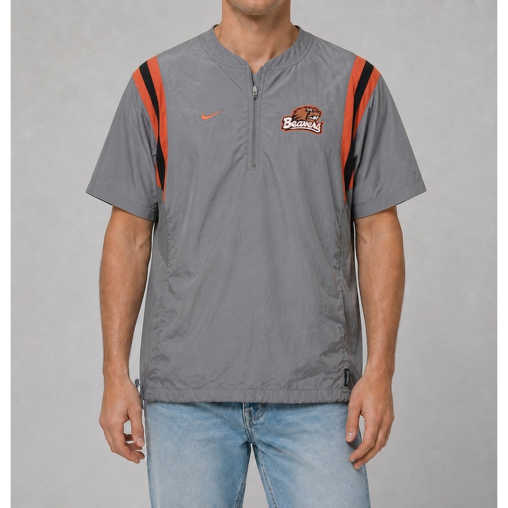Oregon State Beavers Windshirt Mens Medium Grey Short Sleeve 1/4 Zip